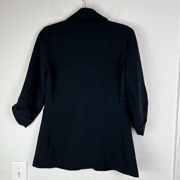 Maeve x Anthropologie Black Roll-Tab Sleeve Single Breasted Blazer Jacket Size 0 - Picture 7 of 10